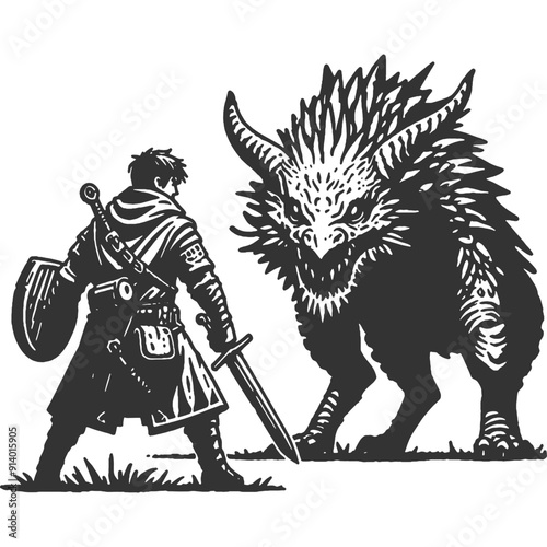 On the Trail of Giants Vintage Illustration Vector