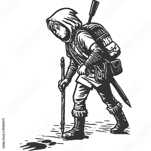 Into the Wild Vintage Illustration Vector