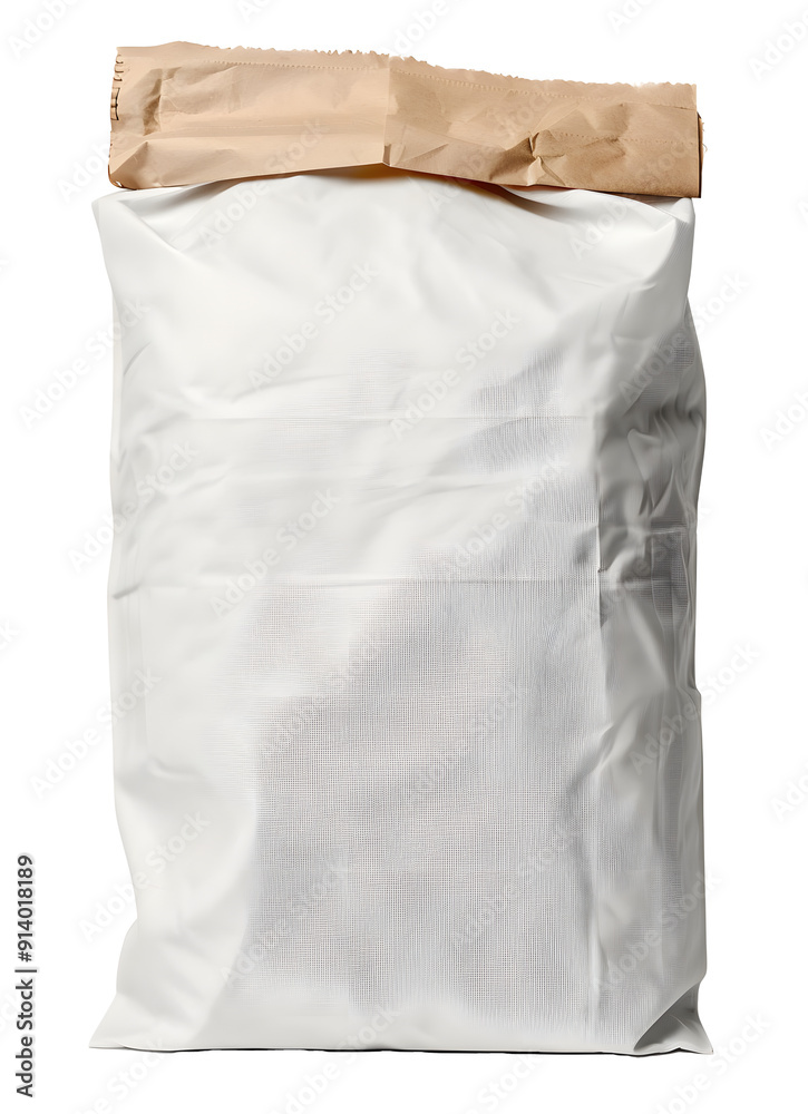 Blank paper bag package of flour isolated on transparent background Blank paper bag package of flour isolated on transparent background