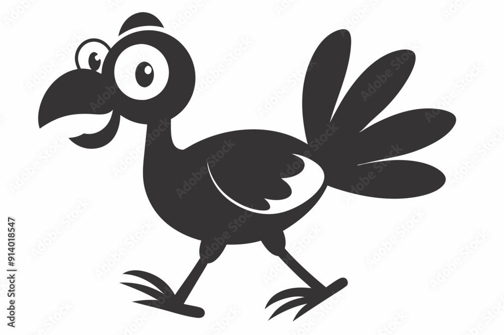 Fototapeta premium Turkey Bird Black Silhouette Vector Icon for Thanksgiving Logo Design - Isolated on White