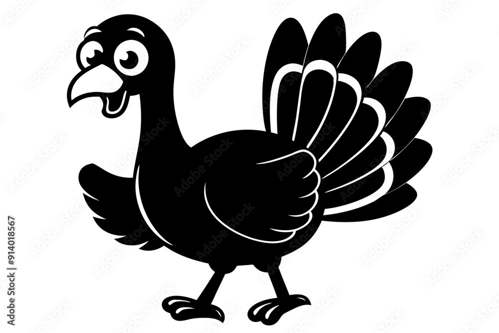 Turkey Bird Black Silhouette Vector Icon for Thanksgiving Logo Design - Isolated on White Turkey Bird Black Silhouette Vector Icon for Thanksgiving Logo Design - Isolated on White