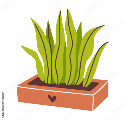 Illustration of a houseplant in a pot, featuring clean lines and contemporary style. This vector emphasizes the beauty of indoor greenery and sustainability, ideal for horticulture 