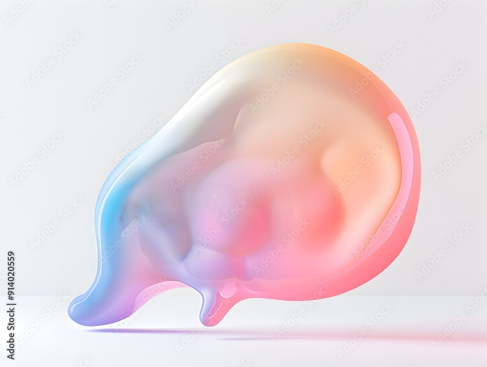 Delicate 3D Rendered Speech Bubble with Soft Pastel Tones and Subtle Layering