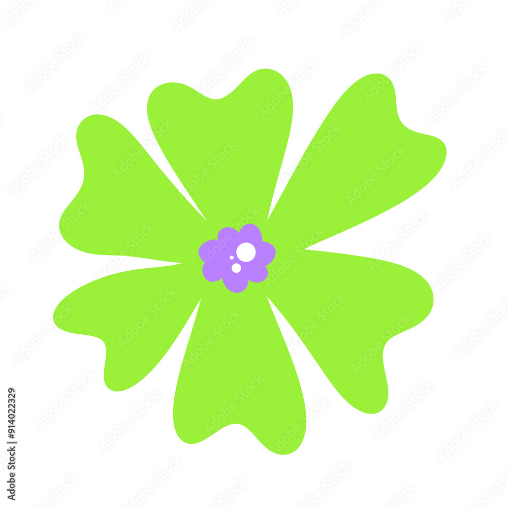 Sticker fleur verte et violette à 6 pétales Sticker fleur verte et violette à 6 pétales