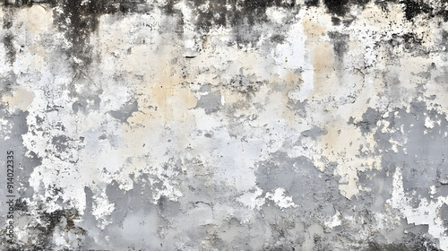 Weathered concrete wall with peeling paint and textured surface