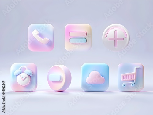 Pastel Gradient 3D Icon Pack with Soft Minimalist Aesthetic