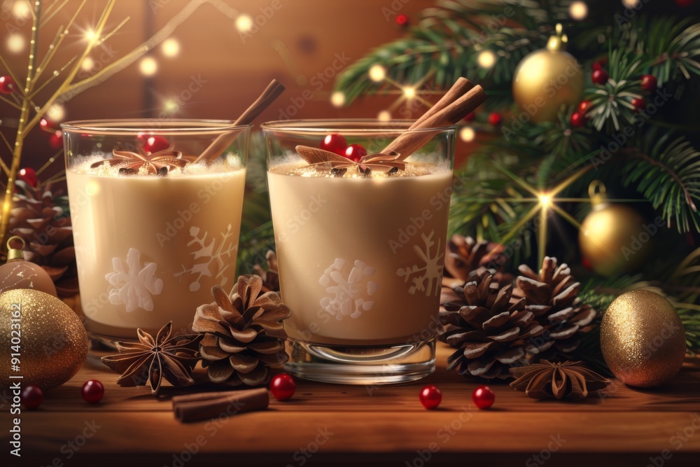 A festive banner featuring egg nog-themed illustrations and decorations to commemorate the special day. Perfect for social media posts and event promotions. A festive banner featuring egg nog-themed illustrations and decorations to commemorate the special day. Perfect for social media posts and event promotions.