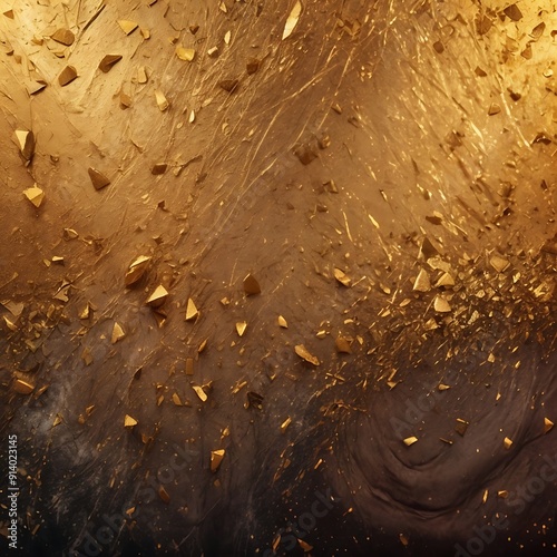 Gold grainy background, noise texture grunge gradient abstract banner