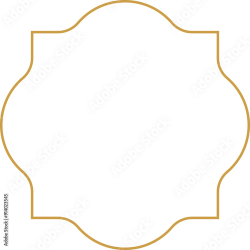Gold Line Label Frame Isolated Element