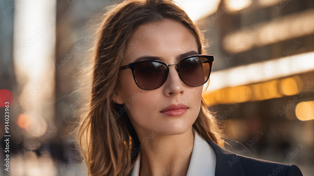 Portrait of business woman with sunglasses. Generative AI Portrait of business woman with sunglasses. Generative AI