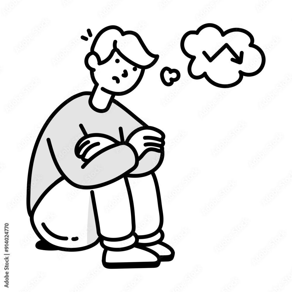 A character thinking about crisis icon in doodle style
A character thinking about crisis icon in doodle style