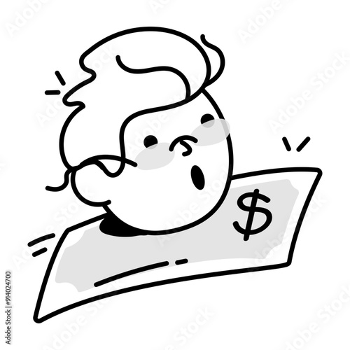 Wealthy icon in doodle style 

