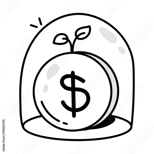 Money growth icon in sketchy style 


