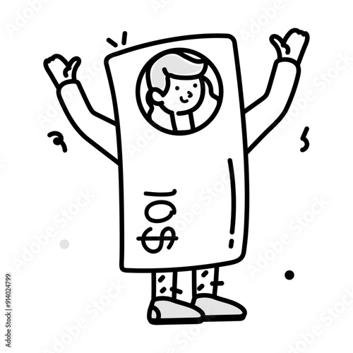 A character based cash icon in drawing style 

