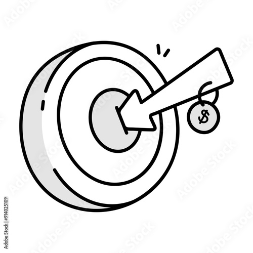 Financial goal icon in drawing style 

