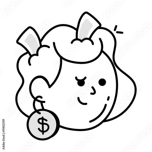 Businesswoman icon in doodle style 

