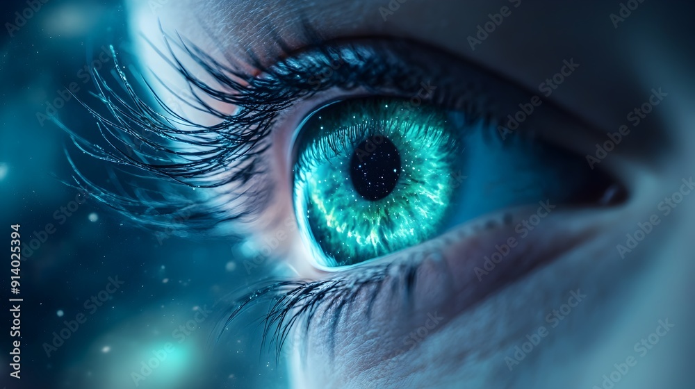 Enchanting Eye with Ethereal Northern Lights Reflection,Captivating Polar Magic Landscape