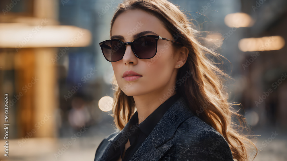 Portrait of business woman with sunglasses. Generative AI Portrait of business woman with sunglasses. Generative AI