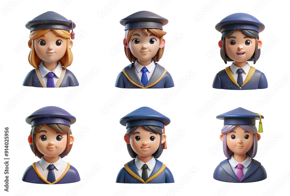 Girl student, pupil, set icons are isolated on a transparent background.
Girl student, pupil, set icons are isolated on a transparent background.