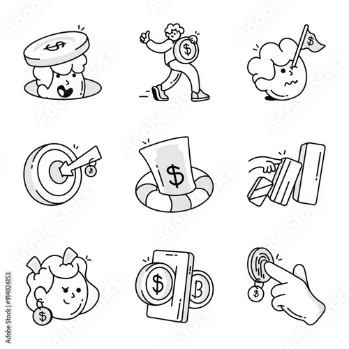 Basic RHandy Set of Business and Finance Doodle Icons 

GB