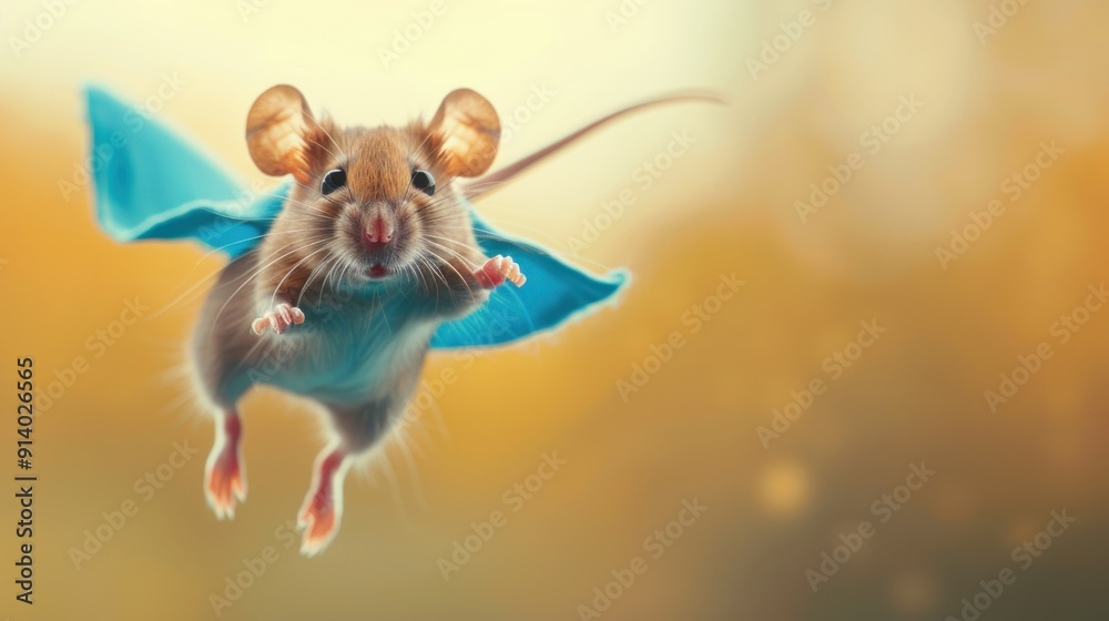 Fototapeta premium Superhero Mouse in Flight