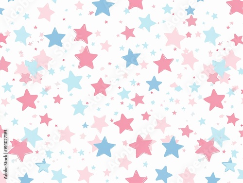 Wallpaper Mural Cute pink and blue stars pattern on white background, pastel colors, simple shapes, flat design style Torontodigital.ca