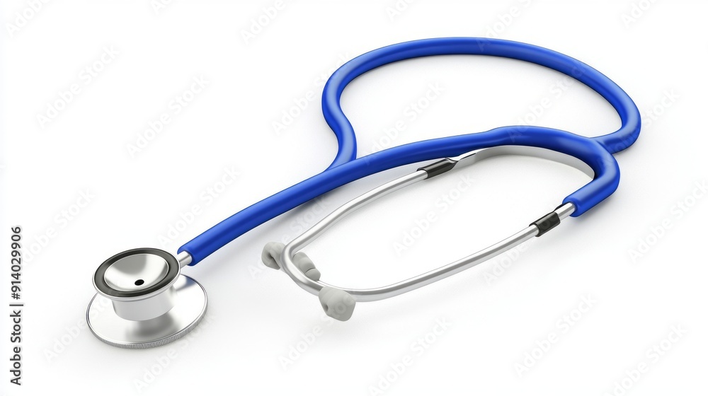 3D Blue and White Medical Stethoscope - Isolated on White Background 3D Blue and White Medical Stethoscope - Isolated on White Background