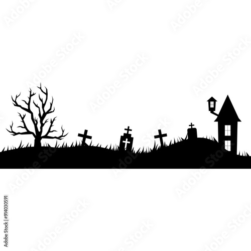 Halloween Graveyard Silhouette