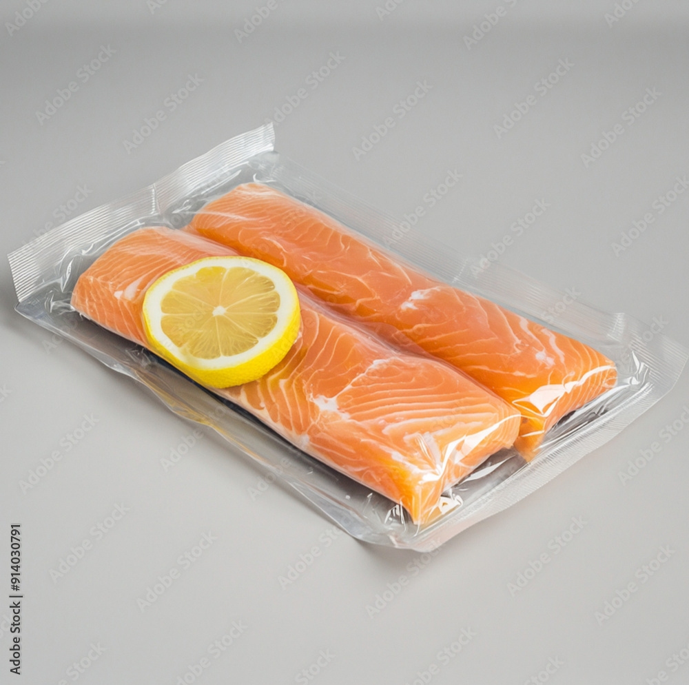 One straight and long plastic bag in a transparent vacuum package ...