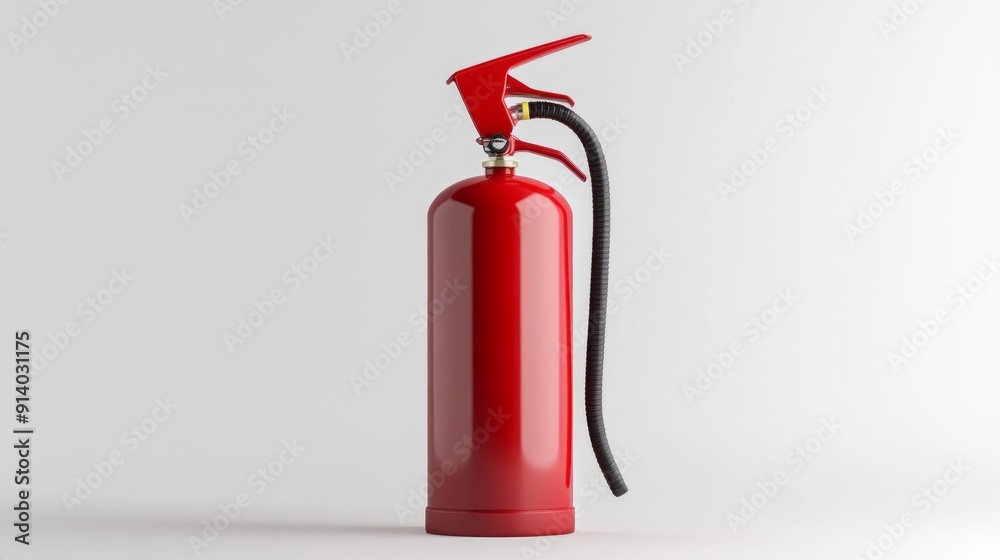 Obraz premium Realistic 3D Bright Red Fire Extinguisher - Isolated Image