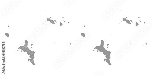Seychelles map with administrative divisions. Vector illustration.