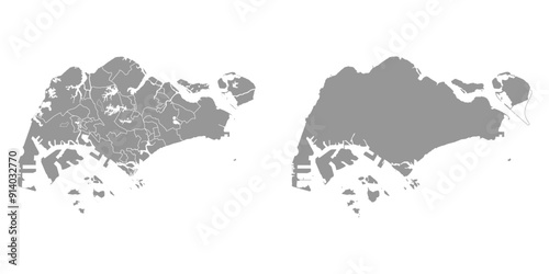 Singapore map with administrative divisions. Vector illustration.