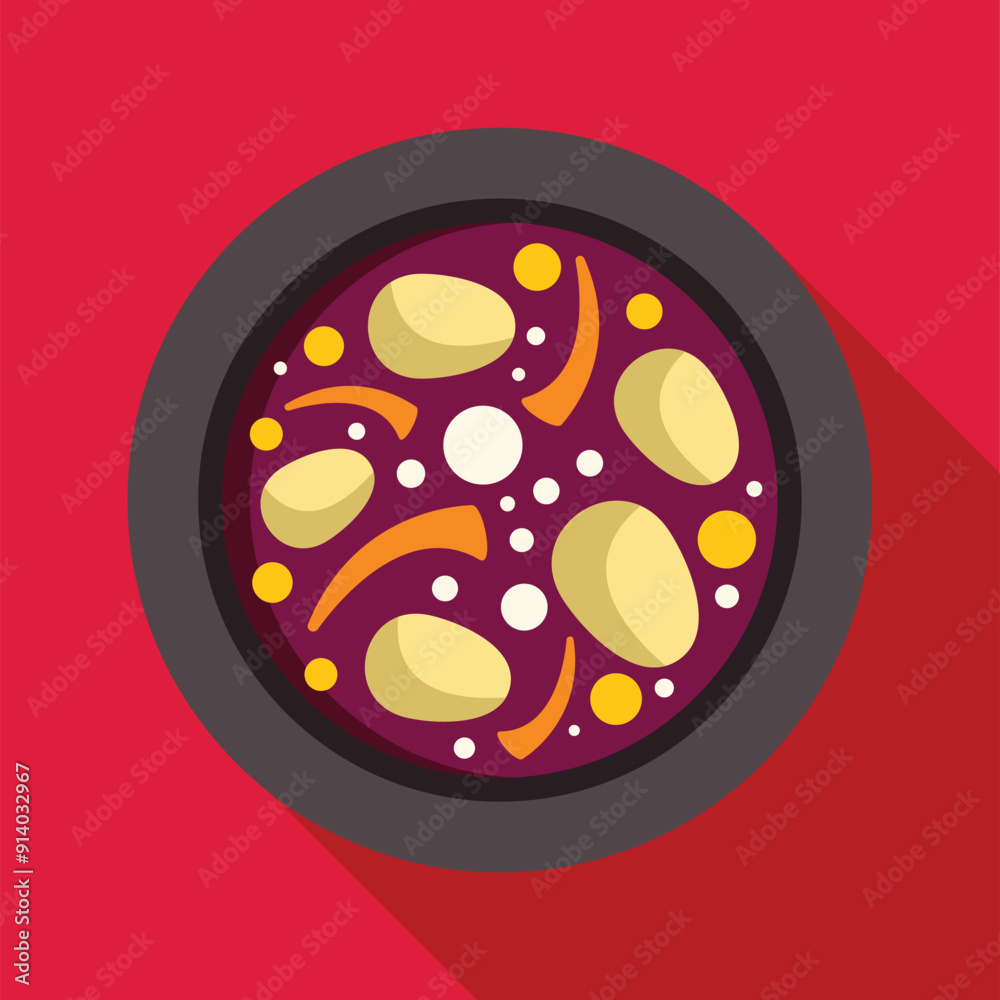 Obraz premium Vector illustration of the brazilian cuisine national dish feijoada, a stew of beans with beef and pork