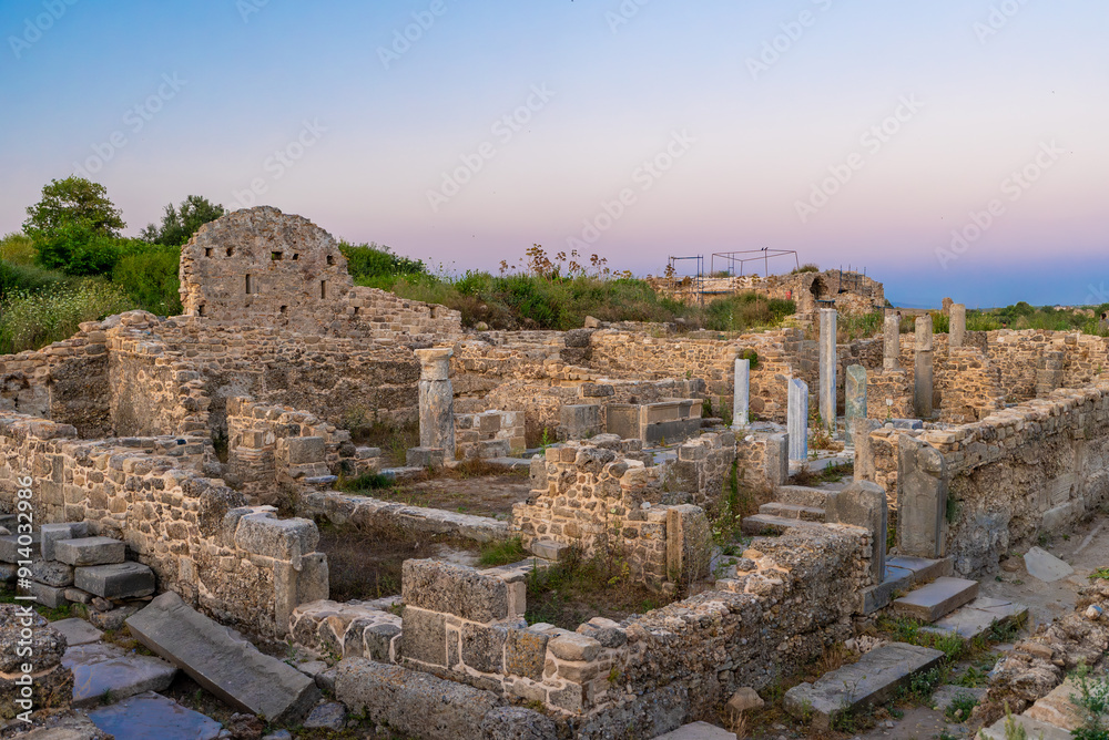 Ruins of the ancient city of Side. Remains of ancient Houses. Ruins of the ancient city of Side. Remains of ancient Houses.