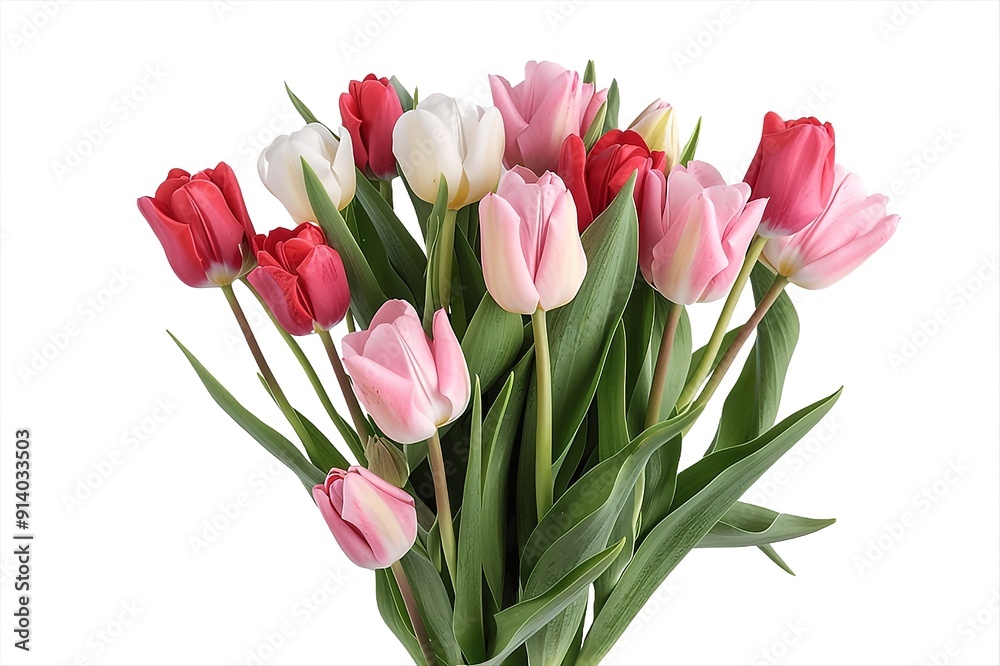 Bouquet of pink tulips isolated on white background. Bouquet of pink tulips isolated on white background.