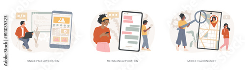 Web development isolated concept vector illustration set.