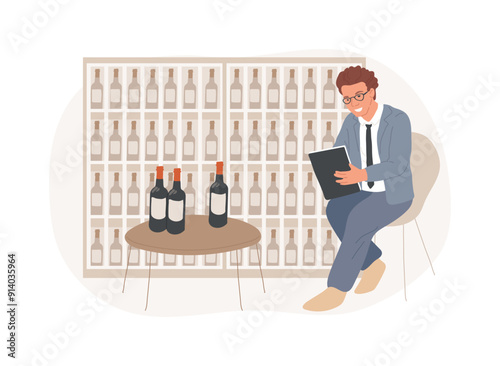 Creating wine list isolated cartoon vector illustrations.