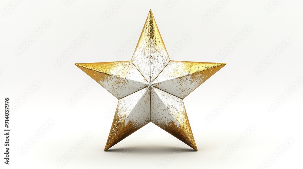 Fototapeta premium 3D Realistic Christmas Star - Gold & White, Isolated - High Resolution Image