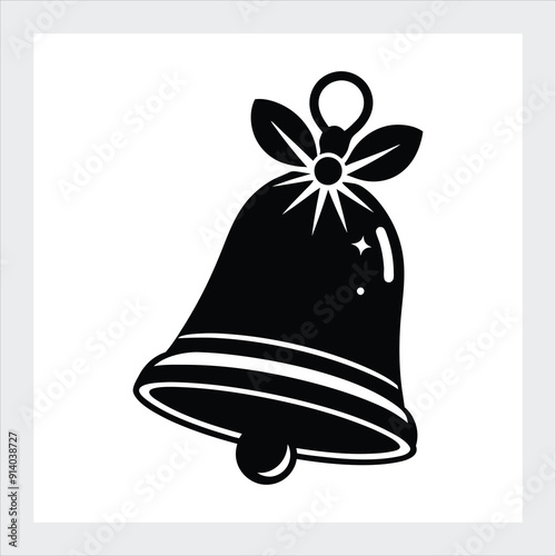 Christmas bell silhouette vector.