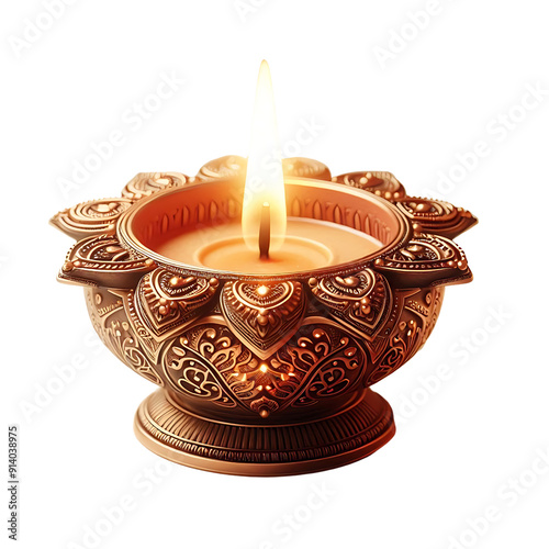 happy diwali indian festival decorative diye illustration on png background
