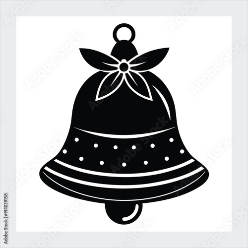 Christmas bell silhouette vector.