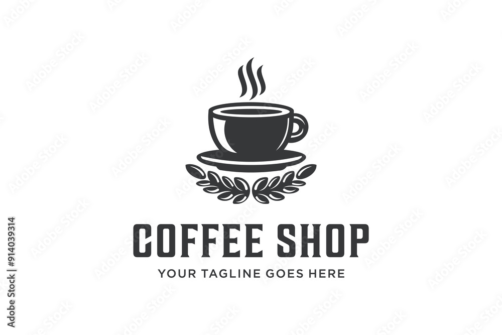 Premium Coffee Shop Logo. Cafe Mug Icon. Latte Aroma Symbol. Espresso Hot Drink Cup Sign. Arabica Cappuccino Emblem. Vector Illustration. Premium Coffee Shop Logo. Cafe Mug Icon. Latte Aroma Symbol. Espresso Hot Drink Cup Sign. Arabica Cappuccino Emblem. Vector Illustration.