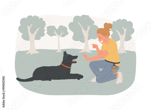 Dog obedience trainer isolated cartoon vector illustrations.