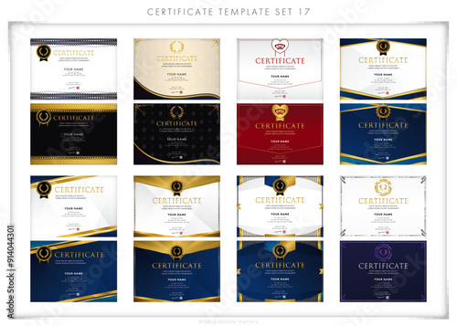 賞状セット（横向き）17　certificate　ディプロマ　表彰状　フレームデザイン