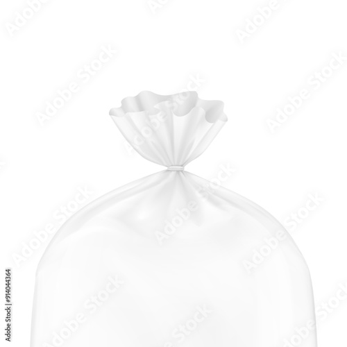 Full trash bag mockup. High realistic. Vector illustration isolated on white background. Ready for use in presentation, advertising. EPS10.