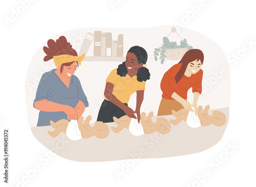 Nanny course isolated cartoon vector illustrations.