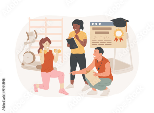 Certified personal trainer isolated cartoon vector illustrations.