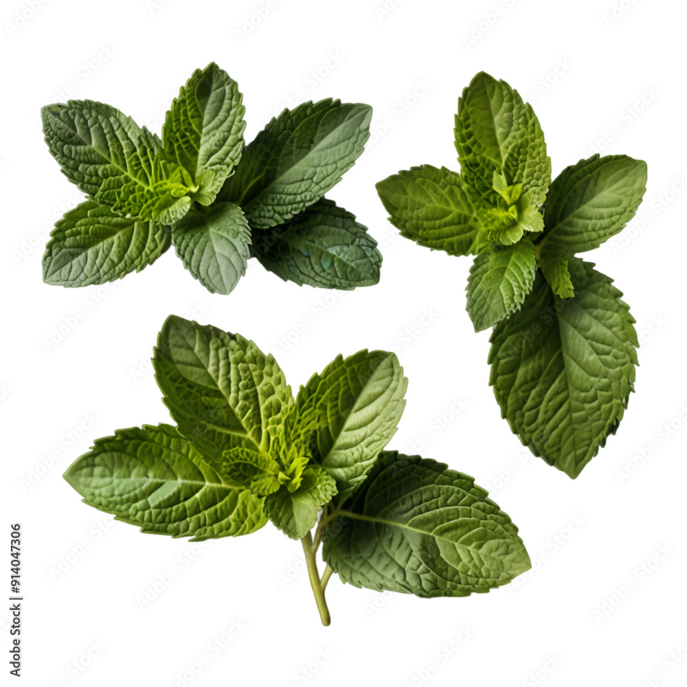Leaf plant herbs mint. set of mint leaves, fresh mint isolated on transparent background. Leaf plant herbs mint. set of mint leaves, fresh mint isolated on transparent background.