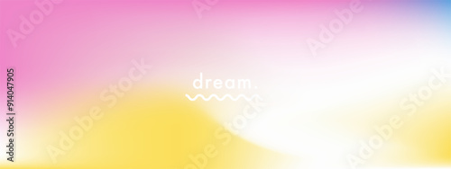 Fantasy clouds. Pastel gradient sky pattern. Light pink and yellow color vector banner. Abstract magic sky. Blurred light fuzz colorful gradient background. Beautiful vector soft horizontal backdrop