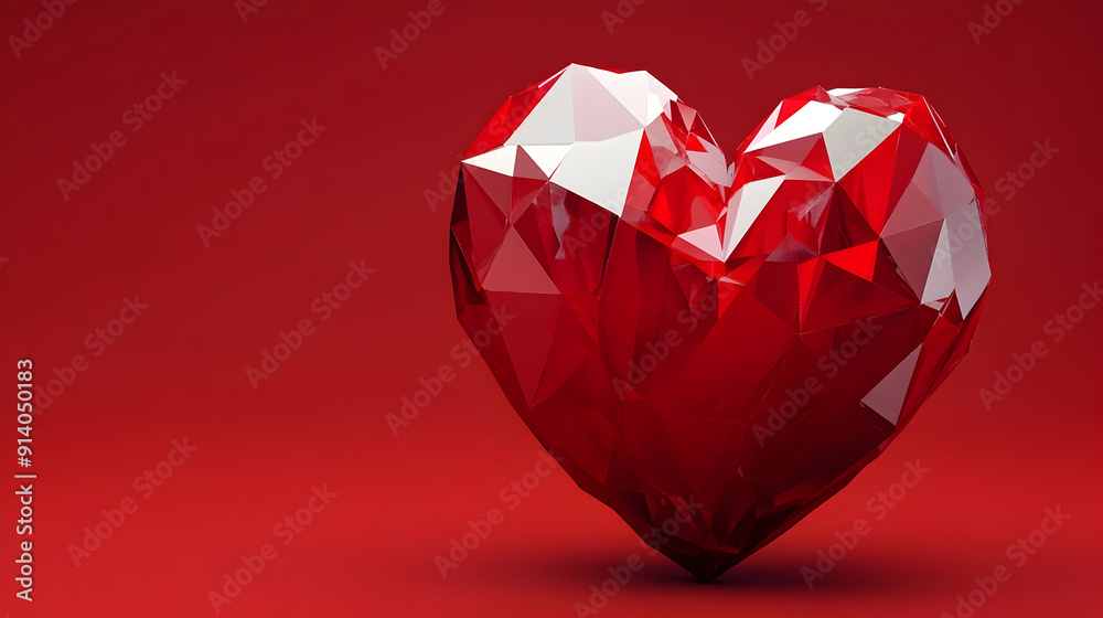 Geometric Heart Created with Shapes, 3D Render Geometric Heart Created with Shapes, 3D Render